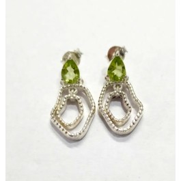 Natural Green Peridot Earrings 925 Silver Earrings